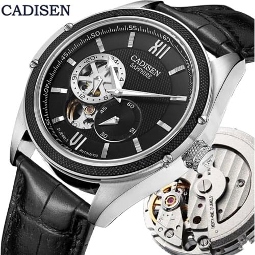 CADISEN Mechanical Automatic Watch Men Wrist Watches MIYOTA 82S7 Brand Luxury Skeleton Tourbillon Watch Clock Relogio Masculino