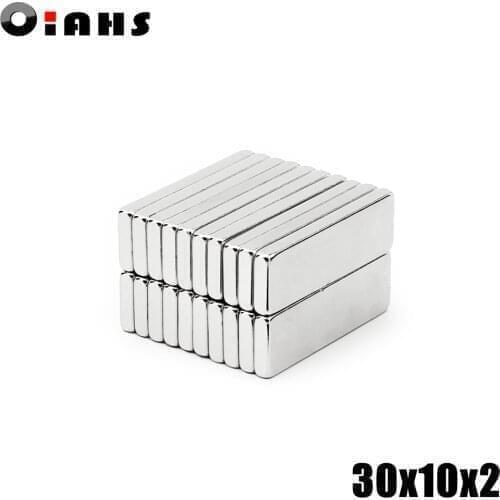 200pcs 30x10x2 Neodymium Magnet 30*10*2 mm N35 NdFeB Block Super Powerful Strong Permanent Magnetic imanes Block