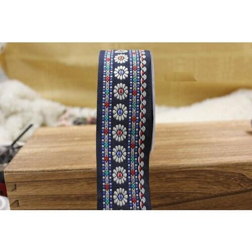 NEW 45MM 10YARD/LOTS Polyester Woven Jacquard Ribbon single face embroidery flowers DIY belt accessories webbing
