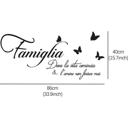 New Design English Proverbs Butterfly PVC Wall Stickers Living Room Bedroom Decoration Stickers Home Decoration