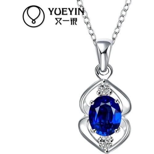 New style silver plated Crystal pendant necklace for women jewelry Blue Stone Super Offer wedding Bridal Jewelry