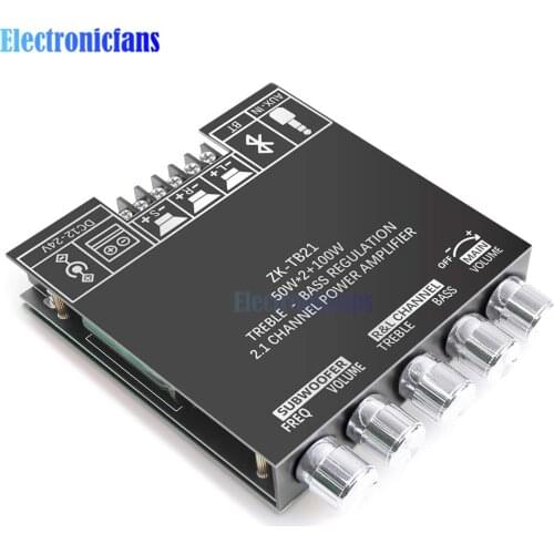 2.1 Channel Bluetooth 5.0 Power Subwoofer Amplifier Board 2*50W+100W Class D TPA3116 Audio Stereo Equalizer Module
