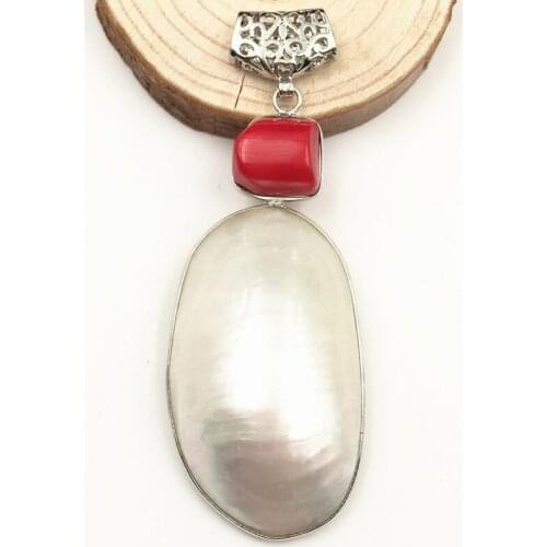 White Shell Pendant Accessories Natural Pearl Coral Pendants Fit Diy Chain Necklaces Craft Jewelry Making Finding 30x68mm A105