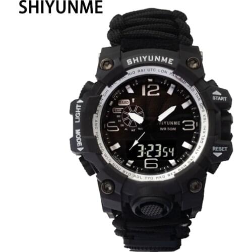 SHIYUNME Sports Military Mens Watch Waterproof Dual Display Quartz Watches Men Outdoor Multifunction Male Wristwatches Relogios