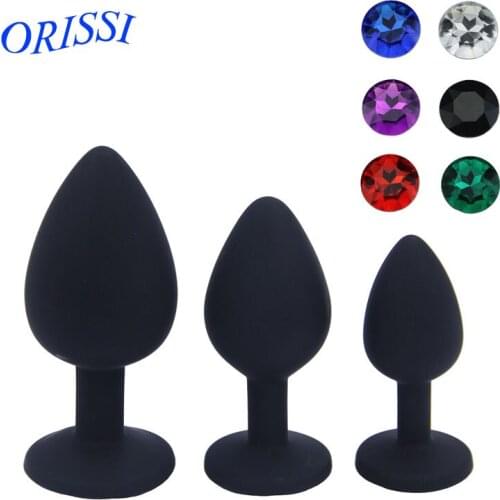 ORISSI Rhinestone Silicone Anal Plug Sex Products, Small Butt Plug Massager Erotic Sex Toys for Men Woman Adult