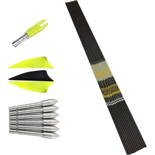 Archery Spine 350 400 500 600 700 800 Carbon Arrows Shaft Pin Nock Points Compound Recurve Bow Longbow Hunting Shooting