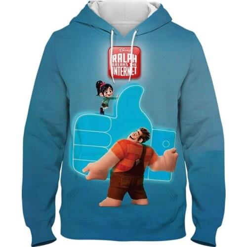New Men Women Children Wreck It Ralph Sweatshirts Cartoon Anime Hoodies 3D Print Boy Girl Kids Pullover Fashion Cool Clothing