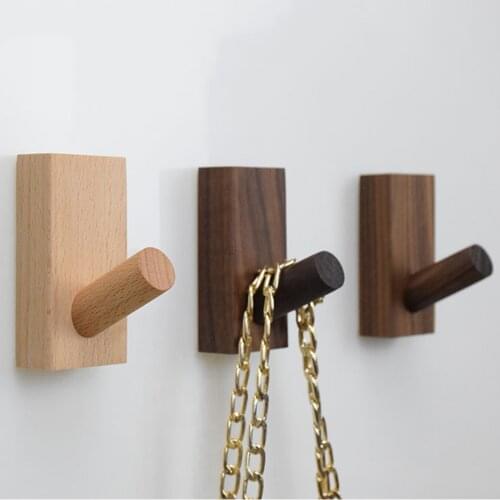Nordic Style Natural Wooden Hanger Wall Mounted Coat Key Bags Storage Holder Wall Decoration Hook for Hat Scarf Bathroom Rack