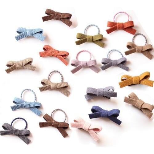 Little Girls Wool Blends Cheer Hair Bows Hair Bands All-inclusive Selvage Hair Clips Lined Alligator Accessories for kids HC036