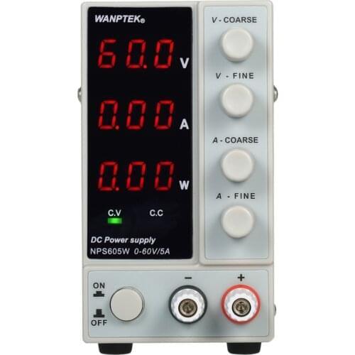 WANPTEK NPS605W 0-60V 0-5A Switching DC Power Supply 3 Digits Adjustable Mini Power Supply Voltage Current Regulated Dual Output