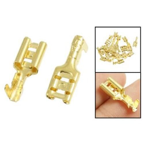 WSFS Wholesale 2 X 20 Pcs Gold Tone Brass Crimp Terminal 6.7mm Female Spade Connectors