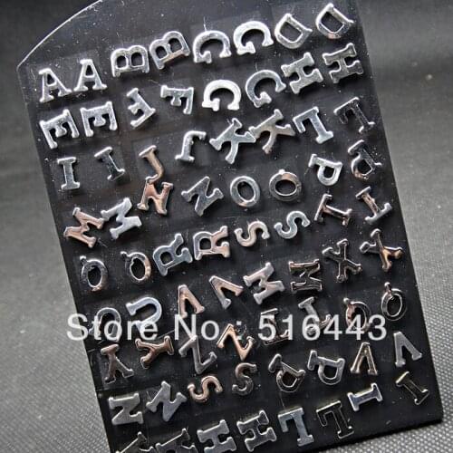 144pcs 316L Fine Stainless steel Women Mens Letter Stud Earrings Wholesale Jewelry Lots A-070
