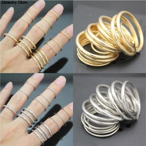 16Pcs Simple Thin Rings Smooth Fine Circle Ring Little Knuckle Midi Finger Ring For Women Jewelry Gold, Silver