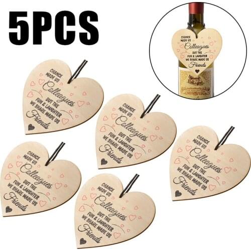 5pcs DIY Crafts Heart Shaped Wood Piece Heart Plaque Hanging Small Pendant Home Christmas Tree Decoration