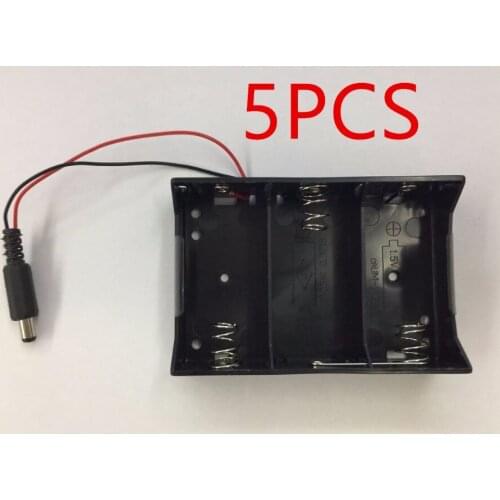 5pcs/lot 3 Pack D Size Battery Case Holder 3 x 1.5V Battery Storage Box with 5.5*2.1mm DC Plug