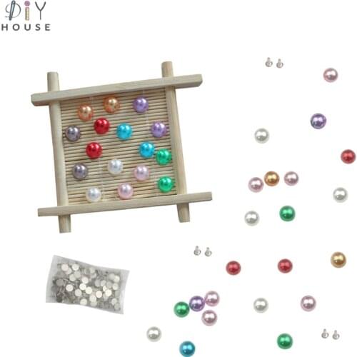 50 Sets Semicircle Imitation Pearl Rivets DIY Craft Supplies Leather/Clothes/Bag Decor Bead Spikes Half Round Pearls Studs 8mm