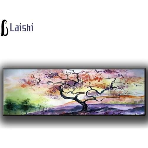 5D Diy Graffiti Scenic Dream Coloured Tree Cross Stitch Kit Full Square Round Drill Diamond Painting Landscape Mosaic Embroidery