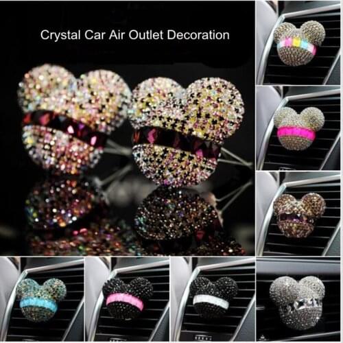 Diamond Crystal Mickey head Car Outlet air fresher Sticker Car Perfume Air Conditioning tuyere