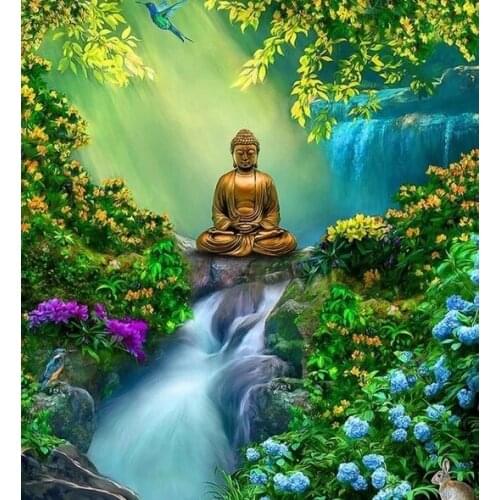 Buddha met lotusbloem diamond painting