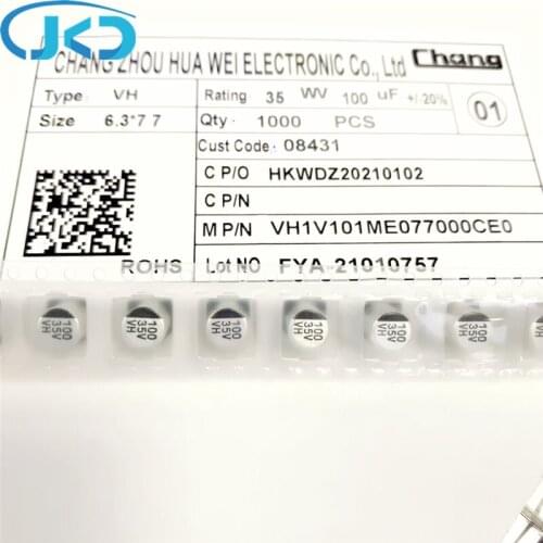 20pcs/50pcs New 100uF 35V 6.3x7.7mm Super Low ESR 35V100uF SMD Aluminum Electrolytic Capacitor High Quality 100UF35V SMD