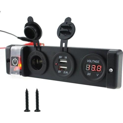 Vehicle-Mounted 12/24V Voltmeter Digital Display Multi-Function with Charging Function Power-Taking Function Triple