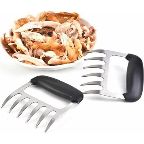 BBQ Meat Fork Shredder Claws Stainless Steel Multifunction Wood Handle Plastic Handle Heat Insulation Barbecue Meat Shredder