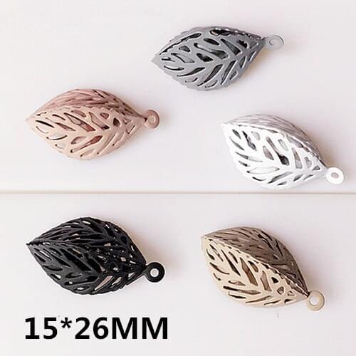 Free Shipping Rubber Enamel Alloy Jewelry Charms Hollow Out DIY 3D Leaf Shape Necklace Jewelry Bracelet Pendant Charm Craft