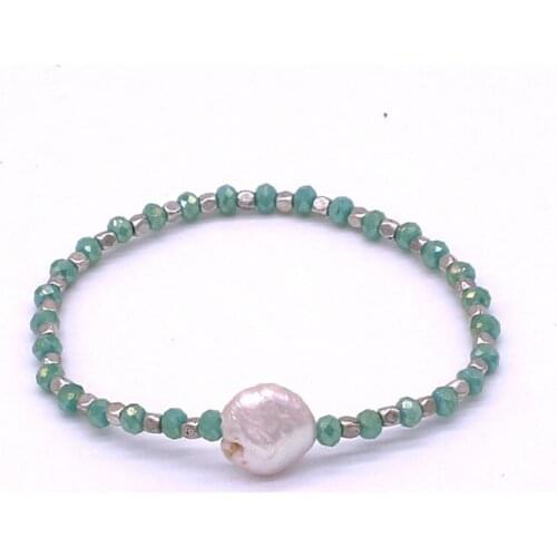 Shell bracelet fashion pearl shell crystal elastic bracelet handmade beaded alloy beads charm bracelets for women jewelry gifts