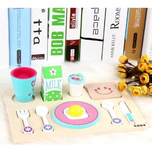 Wooden Play House Early Childhood Education Toys Preschool Children Simulation Pretend Play Breakfast Kitchen Toys Gift For Kids