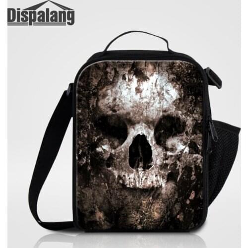 Dispalang Shoulder Insulated Lunch Bag for Children Cool Skull Print Thermal Lunch Box Kids Cooler Lunchbag Mini Picnic Food Bag