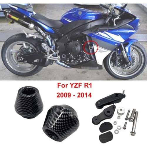For Yamaha YZF-R1 YZFR1 YZF R1 2009- 2014 2010 2011 2012 2013 Motorcycle Black & Carbon Frame Sliders Crash Falling Protectio