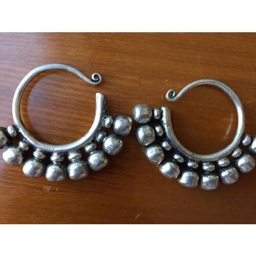Pretty rare Tibetan women jewelry Miao Silver Earring a pair A03