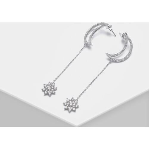 Amorita boutique 925 Star and moon pendant design stylish elegant drop earrings