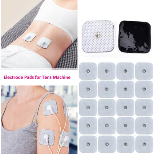 10/20Pcs 4*4cm Self Adhesive Replacement Electrode Pads For Acupuncture Tens Machine EMS Pulse Slimming Massager Therapy Snap On