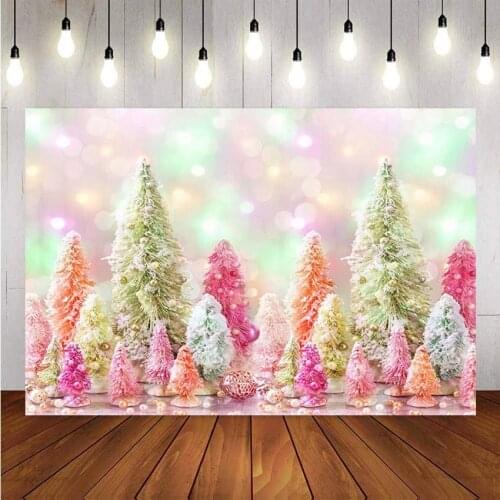Photography Background Winter Colorful Christmas Tree Pink Glitter Sparkling Backdrop Decor Photo Studio Photocall Photo Prop