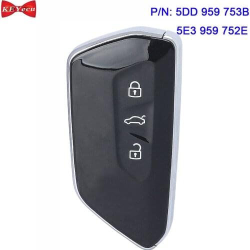 KEYECU OEM for Volkswagen Skoda 2020 Keyless-Go Smart Remote Key Fob 3 Button P/N: 5DD 959 753B/ 5E3 959 752E NCP2161W Chip