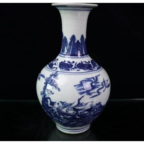 China ceramic Blue and white eight immortals vase crafts statue