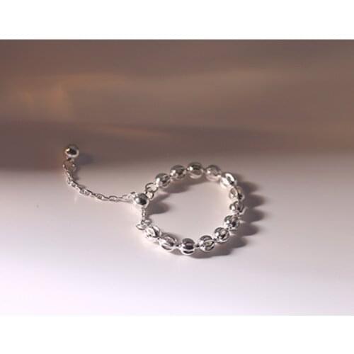 Simple Real 925 Sterling Silver Geometric Beads Rings For Women Jewelry 2021, Cute Adjustable Finger Ring Woman Accessories