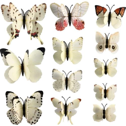 Hot sales Wall Sticker 12Pcs Double layer 3D Butterfly PVC on the wall Home Decor Butterflies for decoration Fridge stickers