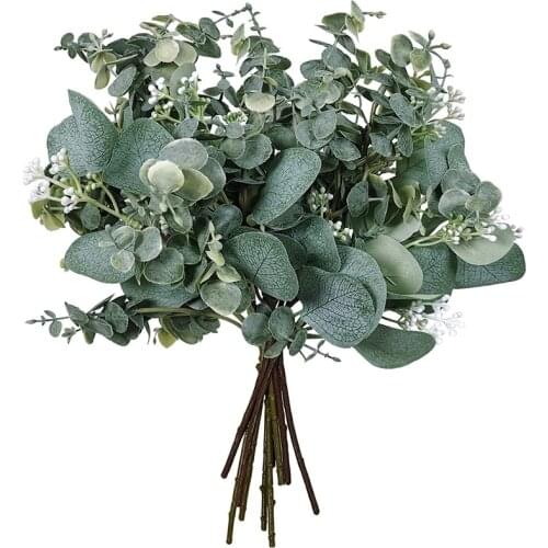Mixed Eucalyptus Leaves Stems Bulk Artificial Silver Dollar Eucalyptus Leaves Picks and Faux Eucalyptus Leaves Branches