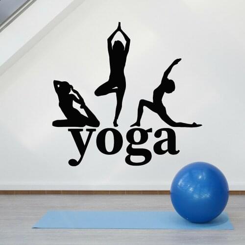 Yoga Logo Vinyl Wall Decal Yoga Woman Pose Strength Mediation Zen Balance Wall Stickers Yoga Gym Decoration Accessories C708