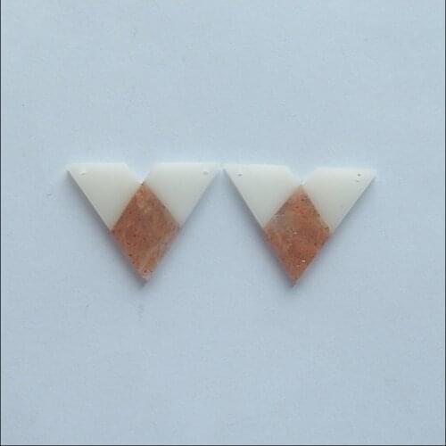 Fashion,White Agate with Sun stone Intarsia Gemstone women earring bead,27x20x3mm,4.1g