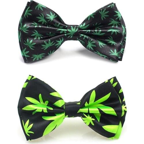 Mens Bow ties Ties For Men Fashion "Hemp Weed" Patterns Mix Unisex Tuxedo Cravat Butterfly Knot Formal Dress Gift Party 2020 New