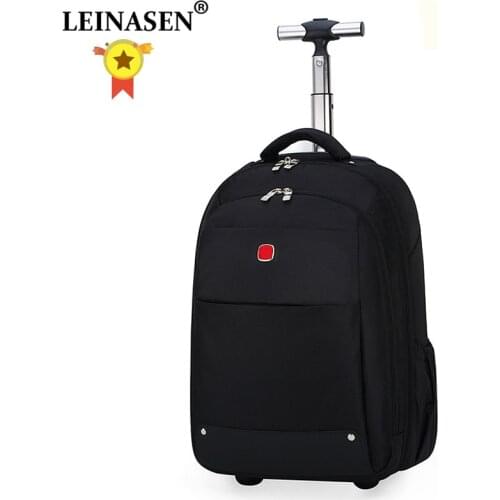 LEINASEN Oxford Shoulder Travel Bags Multifunction Men Business computer Suitcase Wheels 18 inch Hand Carry On Rolling Luggage