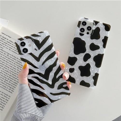 Luxury Square Shell Texture Soft Phone Case For iPhone 12 11 Pro Max XS Max XR X 7 8 Plus 12Mini Shockproof Bumper Back Cover