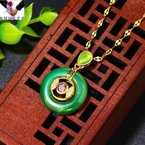 OMHXFC Wholesale PN578 European Fashion Fine Woman Girl Party Birthday Wedding Gift Round AAA Zircon 24KT Gold Pendant Charm