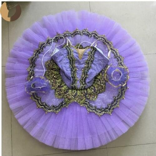 Professional Classical Ballet Pancake Tutu Ballet Variations Tutu Skirt Girls Ballet Performance Costumes Lilac Fairy Tutu Dress