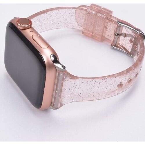 2020 New Bling clear band For Apple Watch band series 6 5 4 44mm 40mm Silicone Bracelet For iwatch se wristband 3 2 1 38 42mm