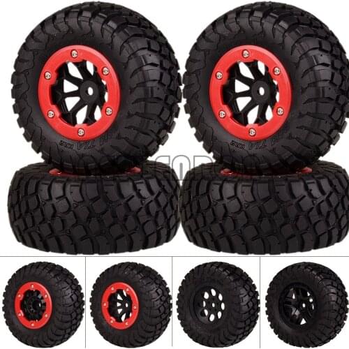 1:10 Rubber 108MM Tires and BeadLock Wheel Rims 4Pcs/Set for 1/10 RC Crawler Car Short Course Truck Traxxas Slash VKAR 10SC HPI