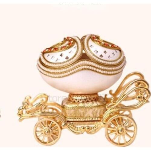 European style Luxury Goose Egg carving Music Box Ballerina Girl carriage Home desktop Decoration Spin Christmas birthday gift